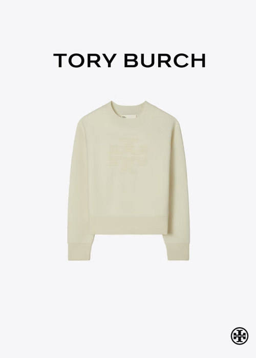 Tory Burch 汤丽柏琦 双T LOGO保暖羊毛毛衣TB 174713 米色 122 XS 推荐80-90斤
