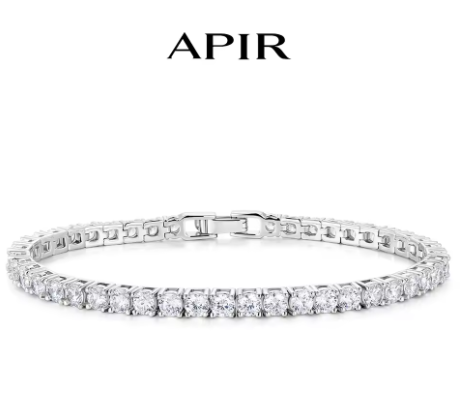  APIR 5A 立方氧化锆网球手链，女士闪耀钻石手链，日常佩戴，派对时尚，可叠戴首饰，礼品之选